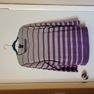 Lord & Taylor Merino Wool Sweater - gray and purple stripes